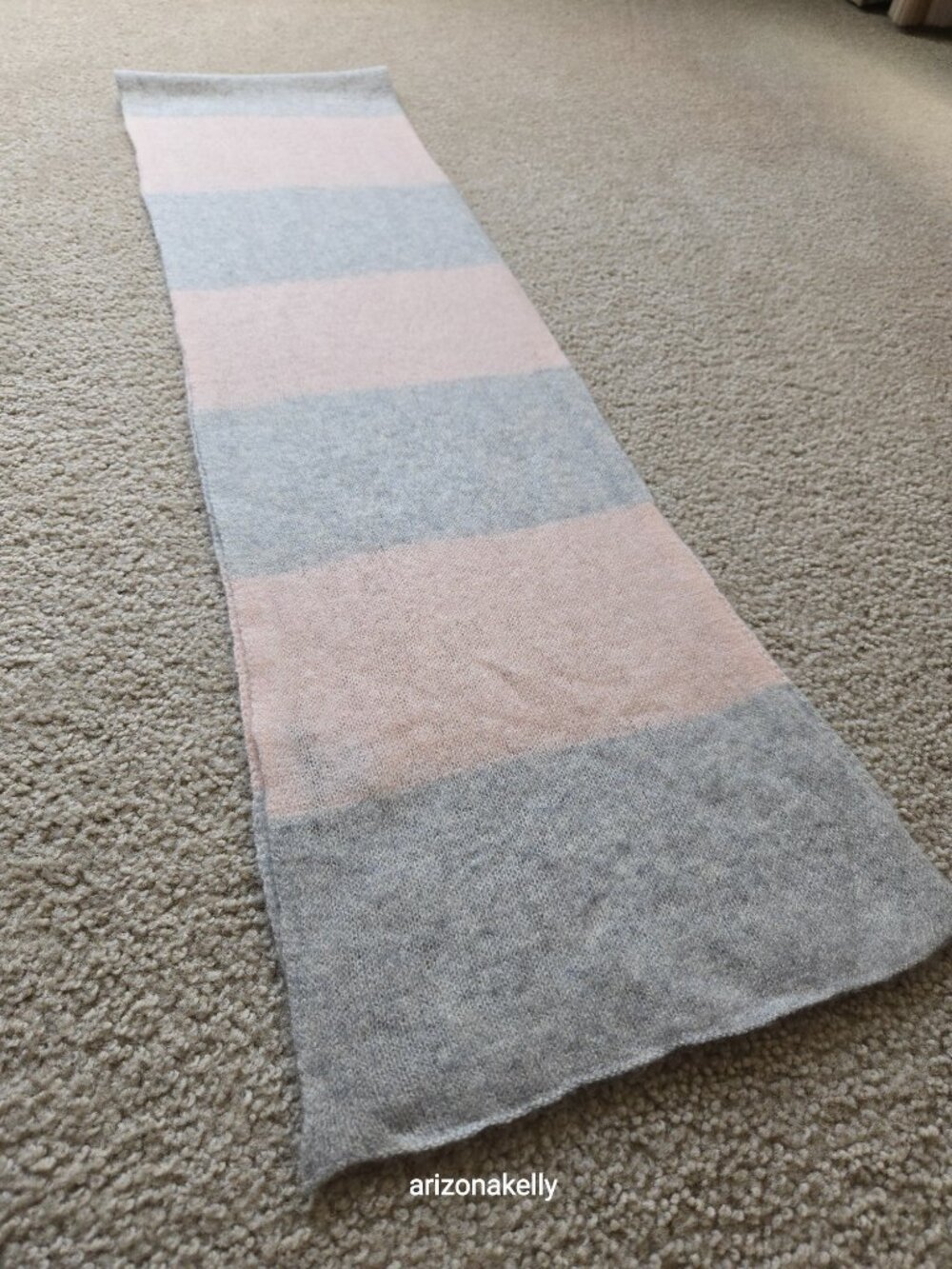Hannah Rose Cashmere Scarf Pink & Grey Lightweight Weave - Picture 7 of 12